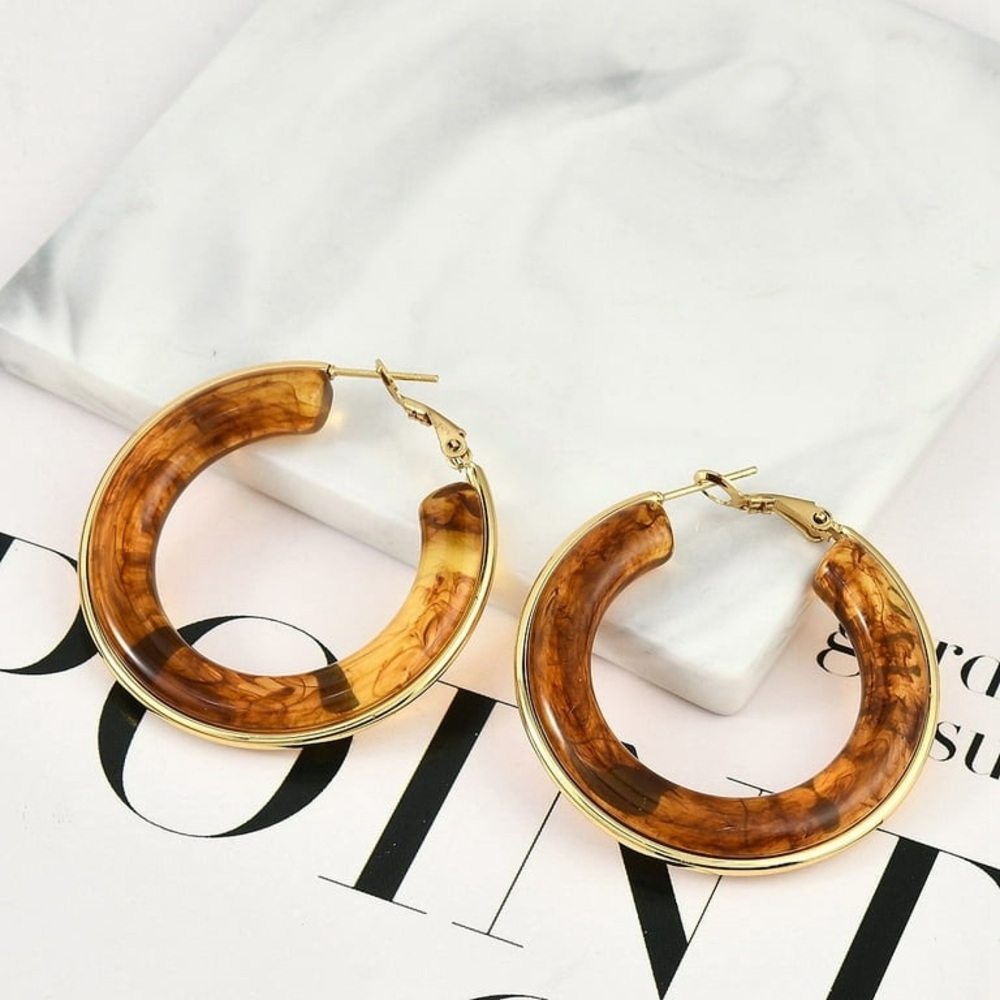 Amber Swirl Hoops - Picture 6 of 7